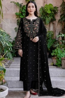 SNS- HIGHLY RECOMMENDED Fully Embroidered Lawn Suit With Embroidered Bamber Chiffon Dupatta