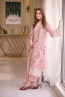 SNS-Lawn Unstitched Embroidered 3pc Suit With Lawn Embroidered Dupatta