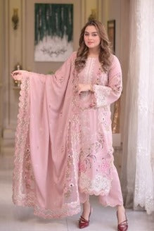 SNS-Lawn Unstitched Embroidered 3pc Suit With Lawn Embroidered Dupatta