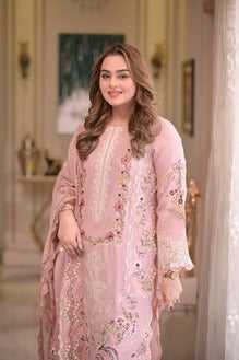 SNS-Lawn Unstitched Embroidered 3pc Suit With Lawn Embroidered Dupatta